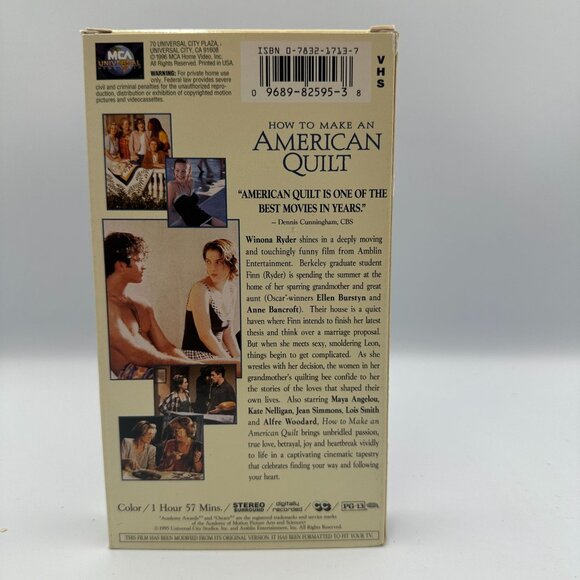 How To Make An American Quilt VHS 1995 Drama Winona Ryder PG-13 - Picture 2 of 3